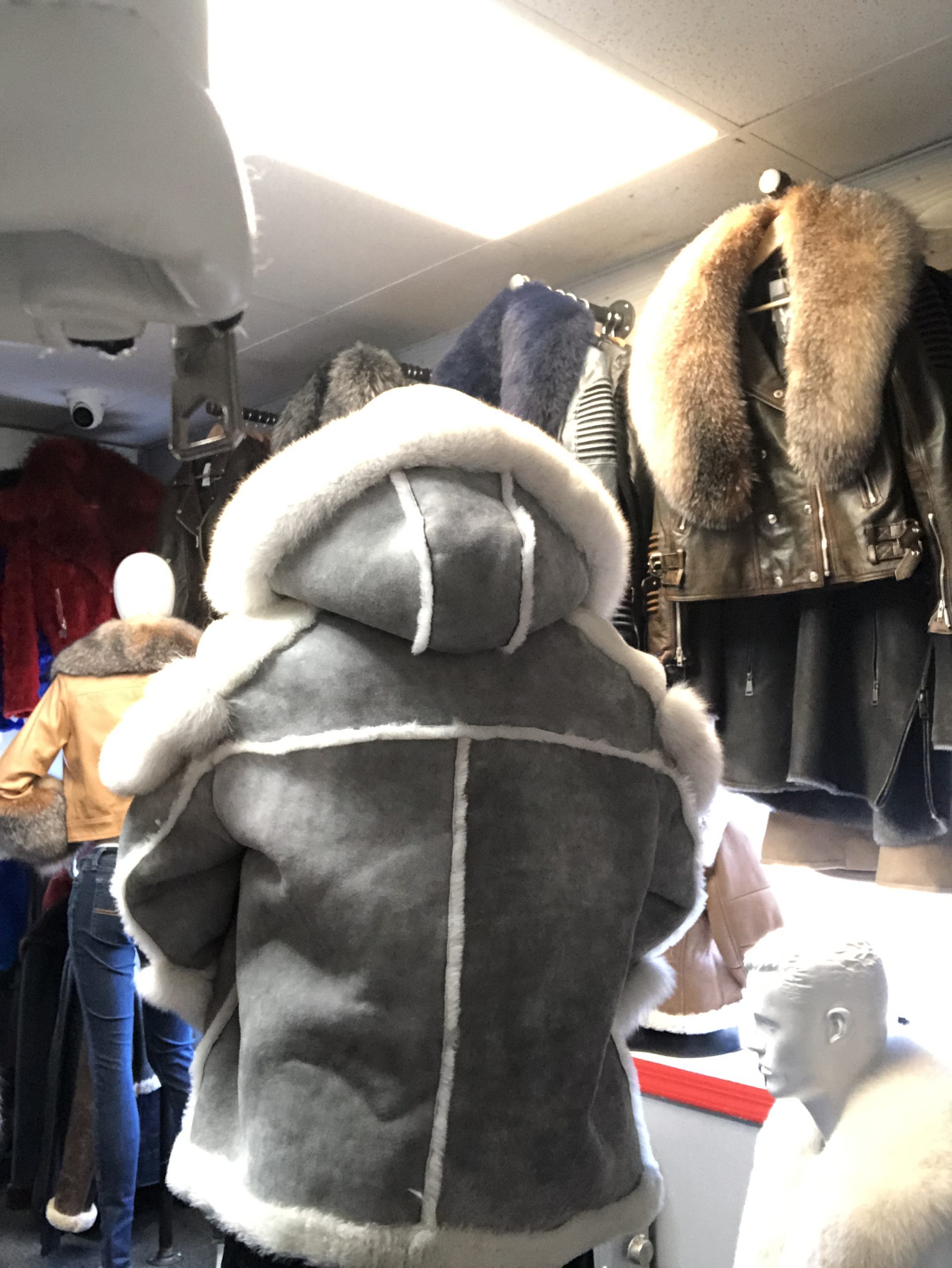 shearling, grey, suede shearling, fur,