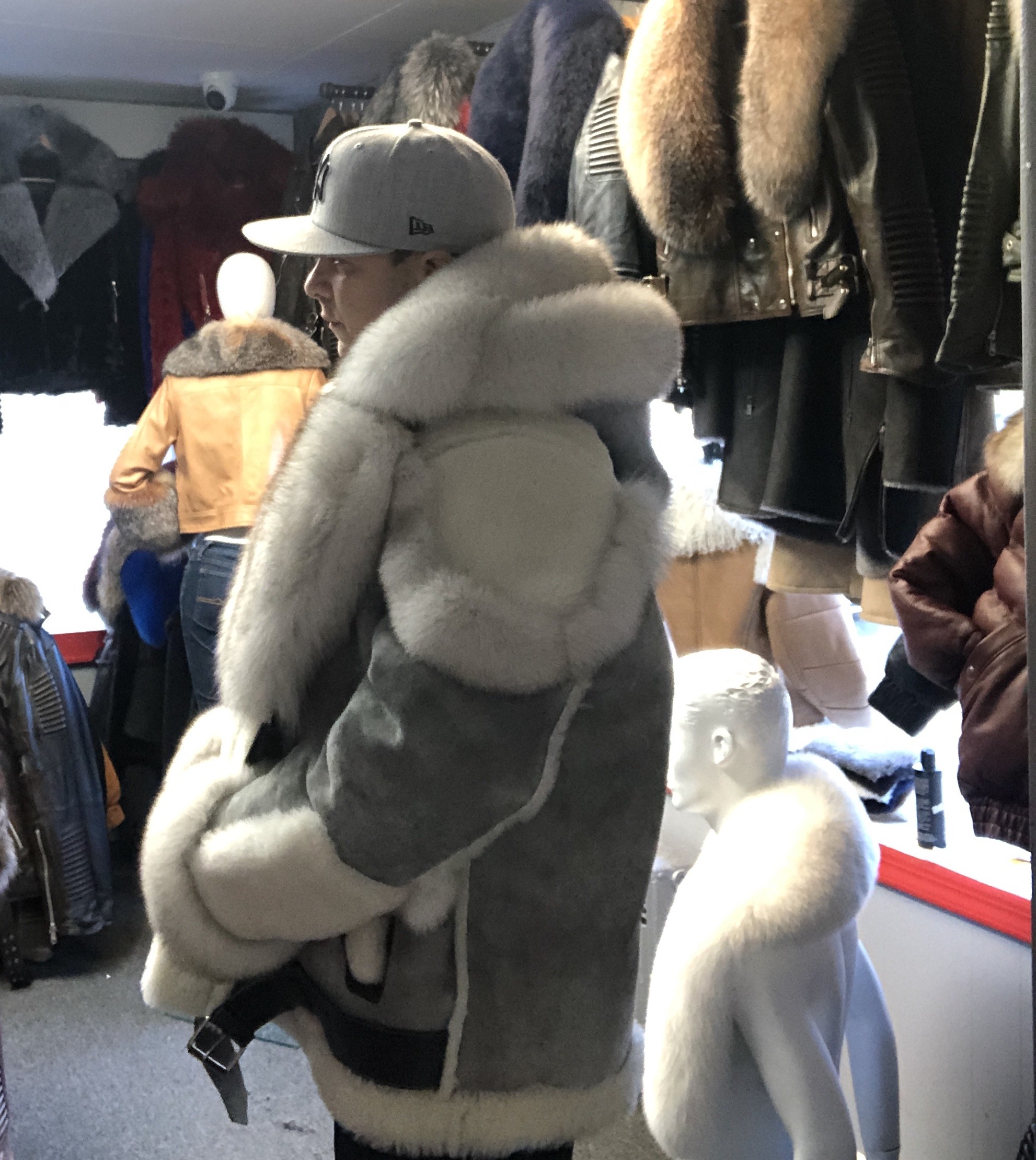shearling, grey shearling, fur, fox fur, brick city leather, newark, belleville, new jersey