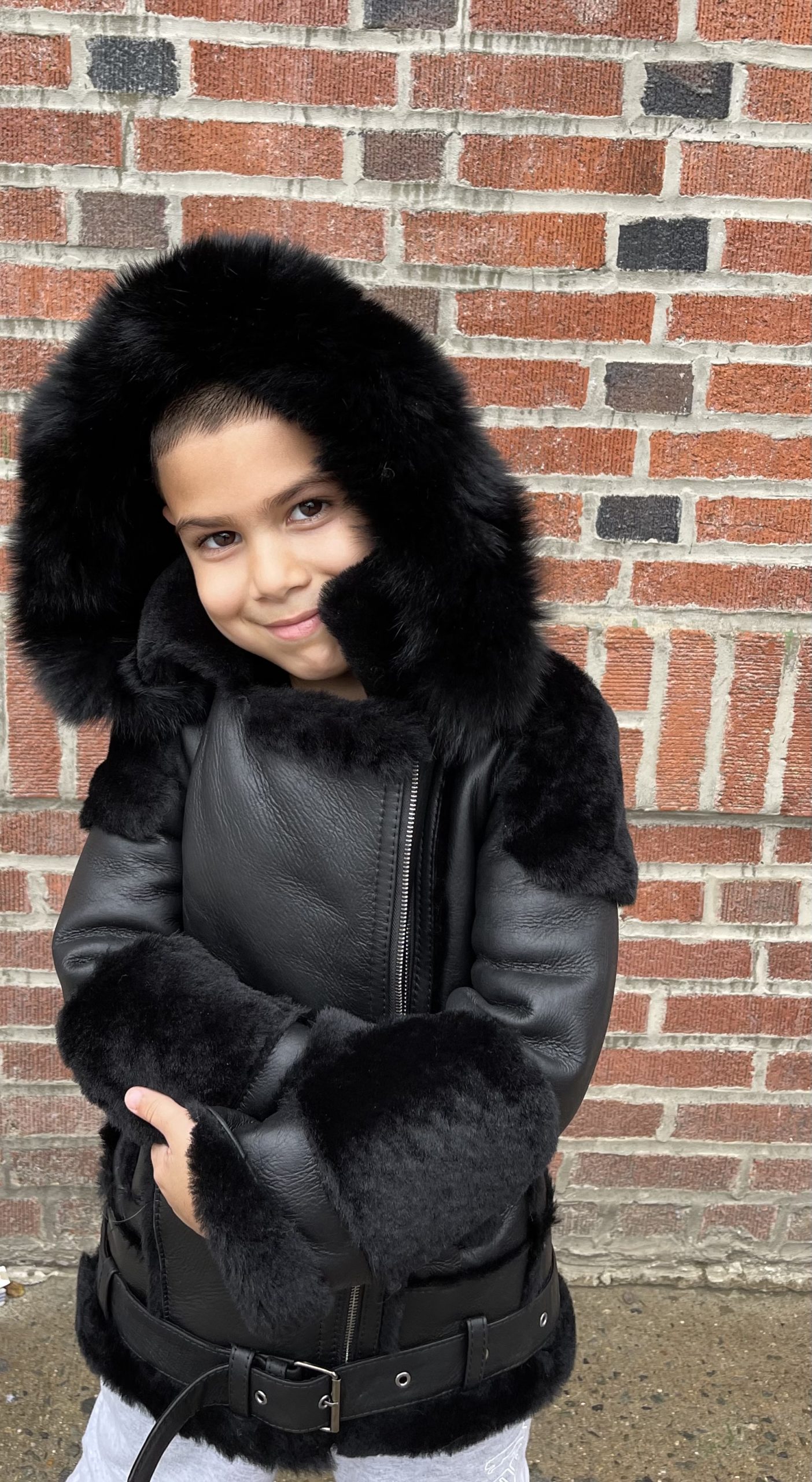 Kids Black Shearling