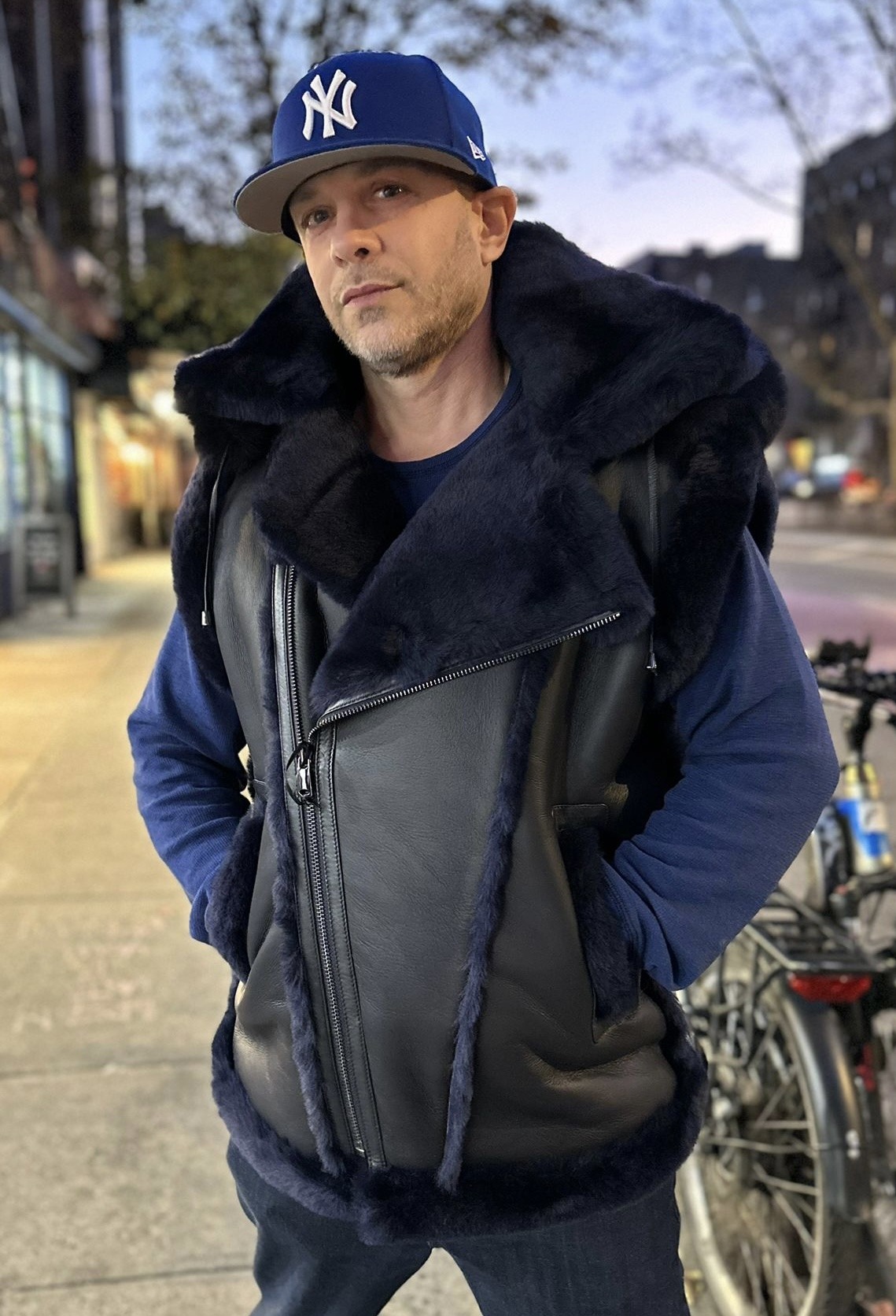 Midnight Blue Shearling Vest