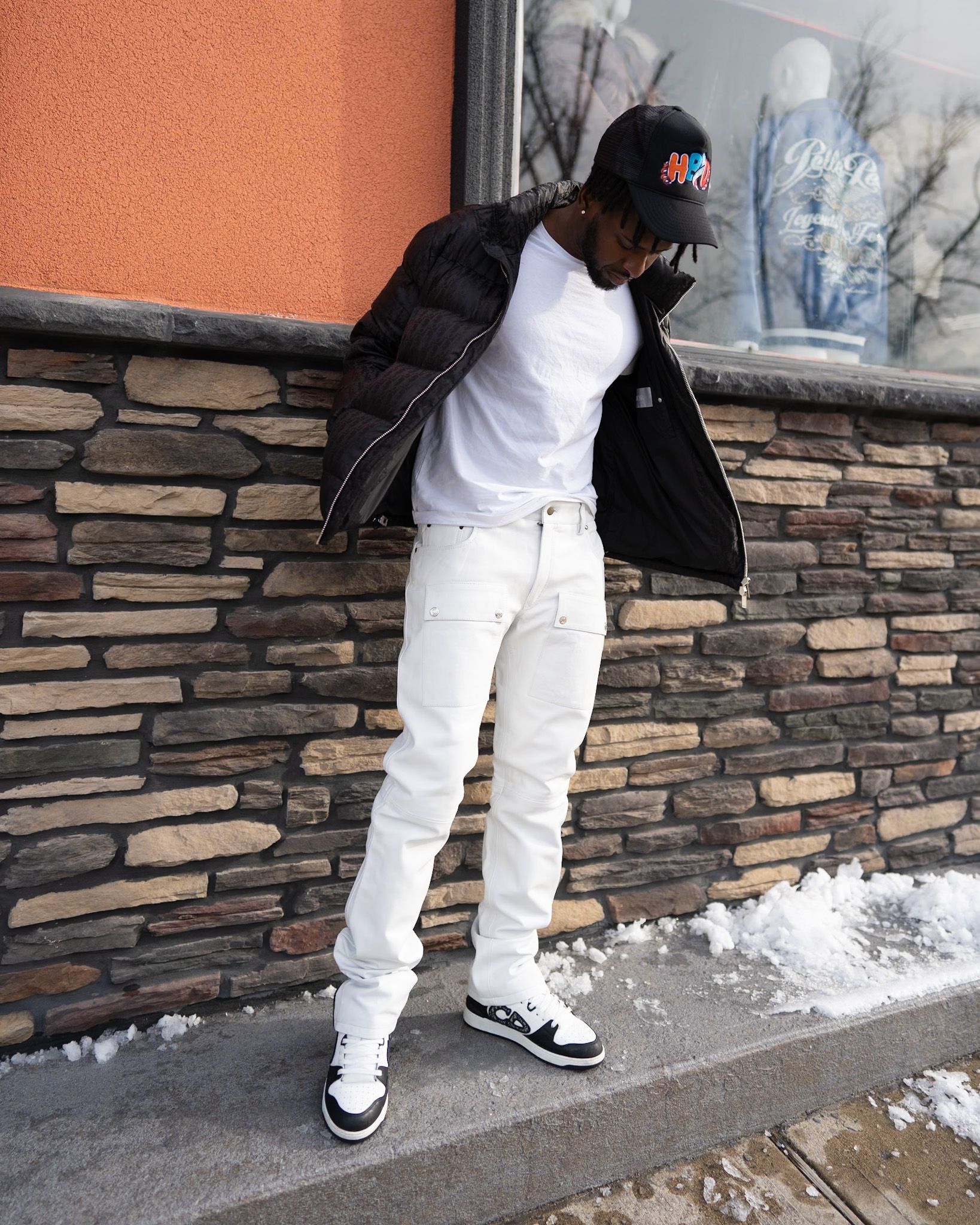 White Stacked Leather