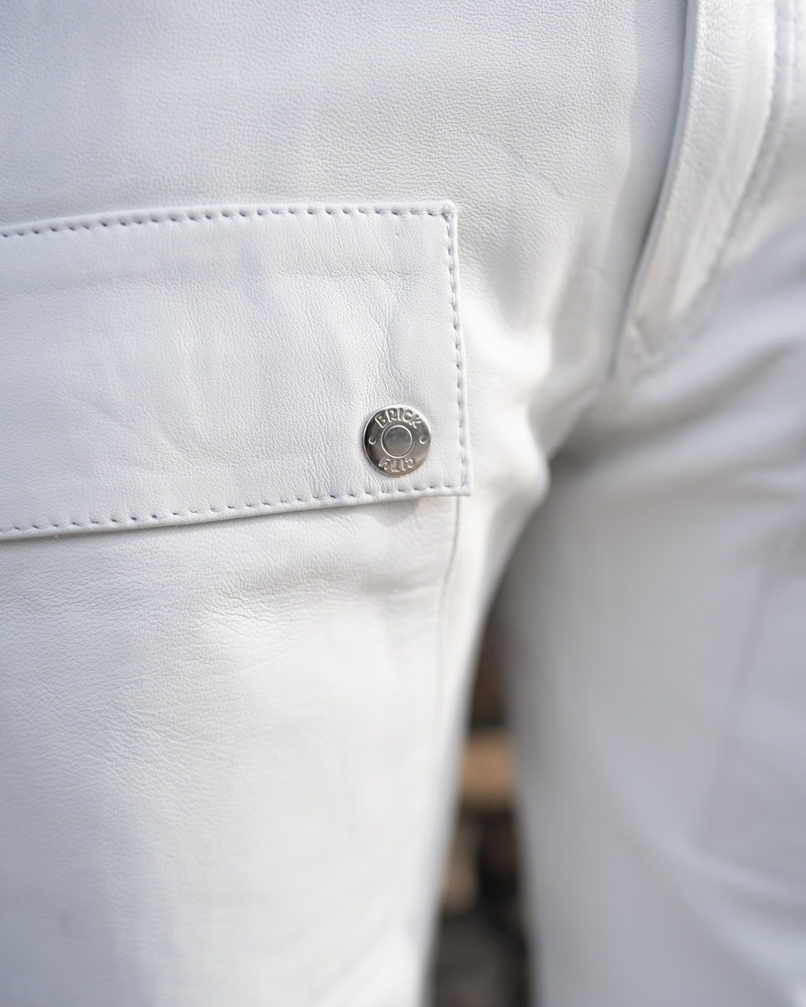 White Stacked Leather
