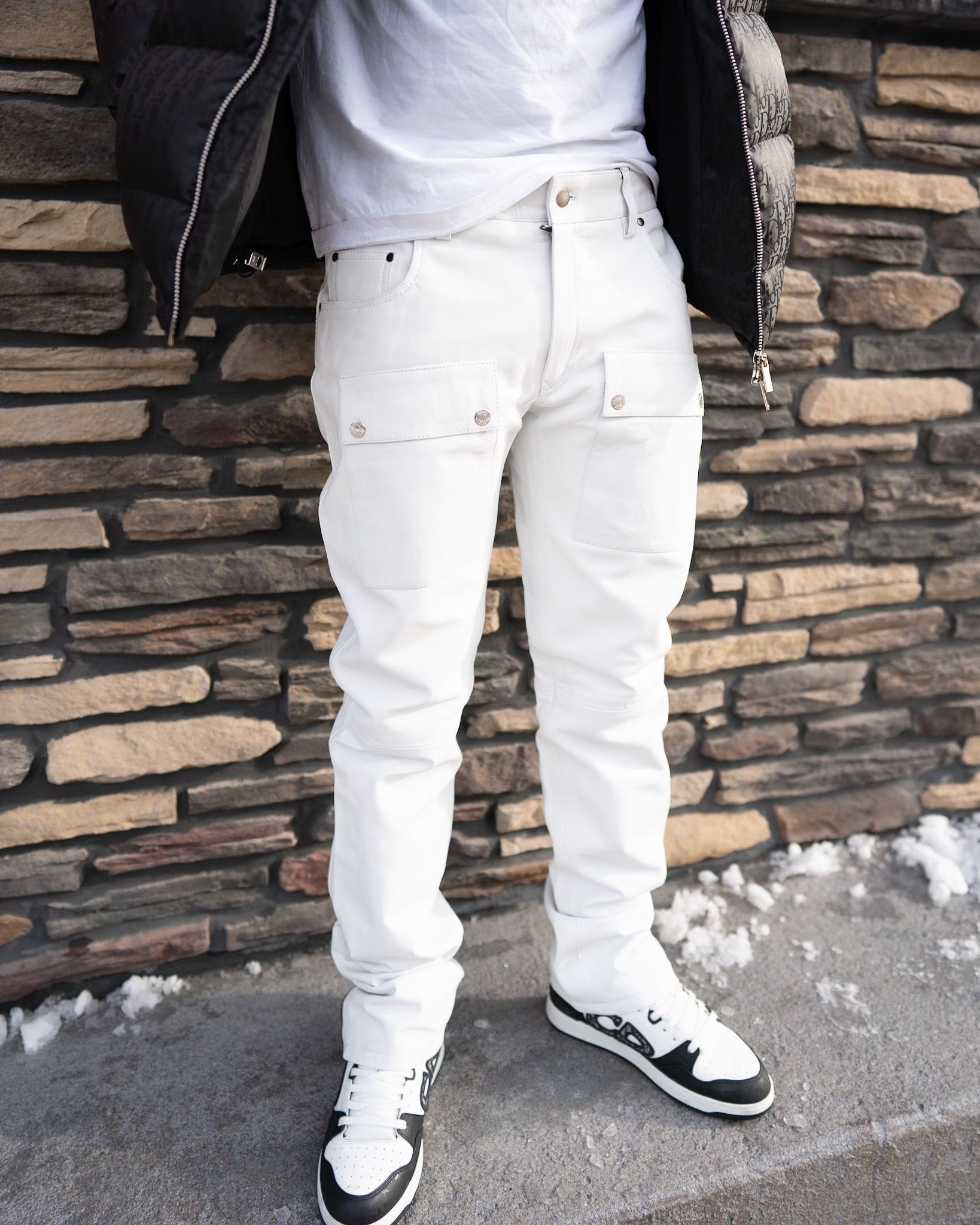 White Stacked Leather