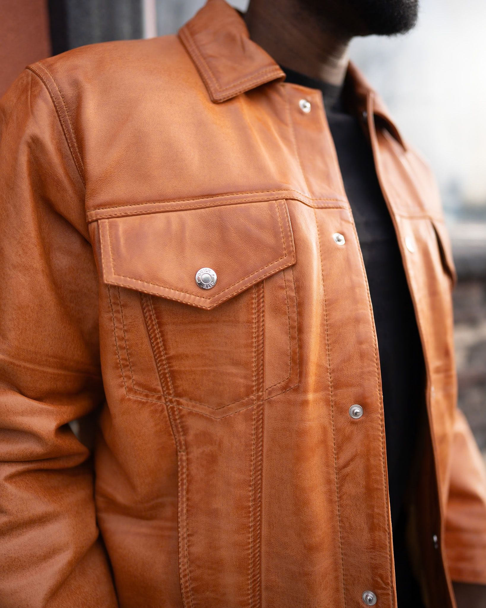 Leather Denim Style Cognac