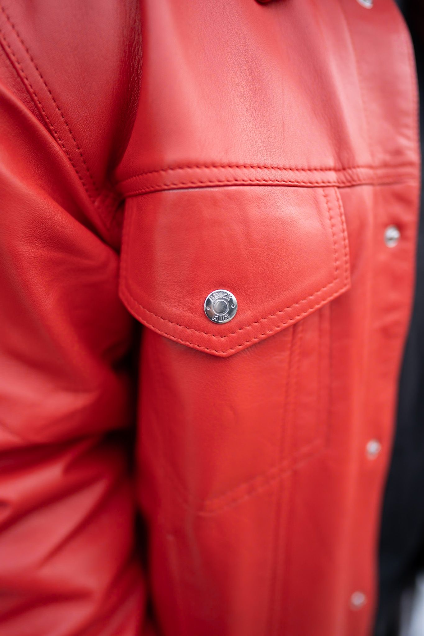Denim Style Red Leather Jacket